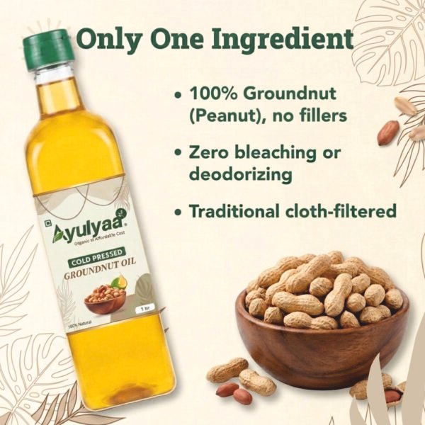 Wood-Pressed Groundnut Oil 1L - Image 3